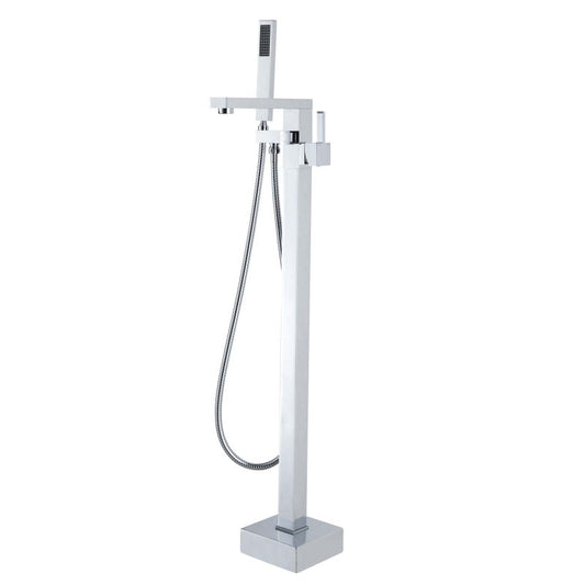 Square Freestanding Bath Mixer with Handheld Shower