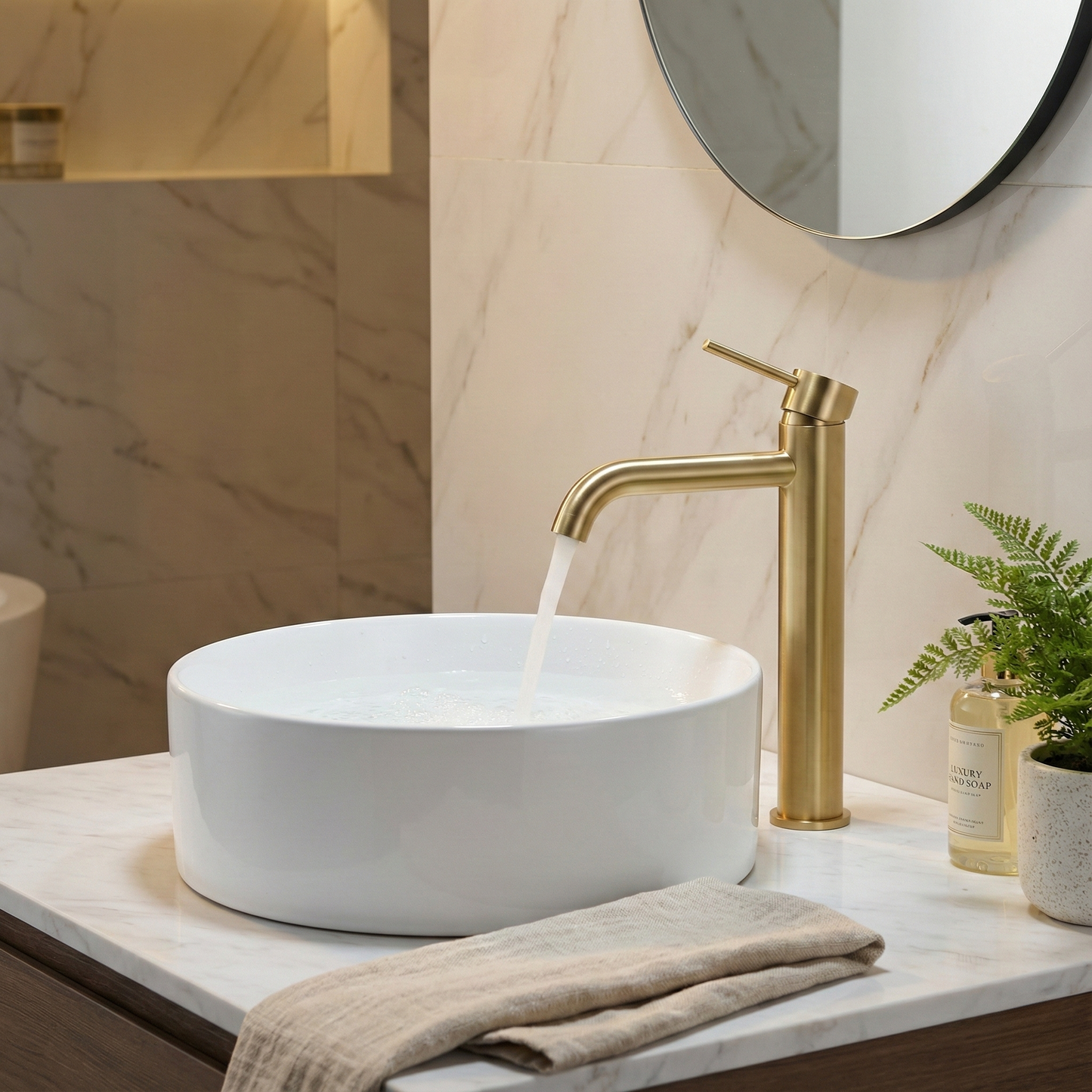 Round Basin Mixer Tap – Brushed Nickel